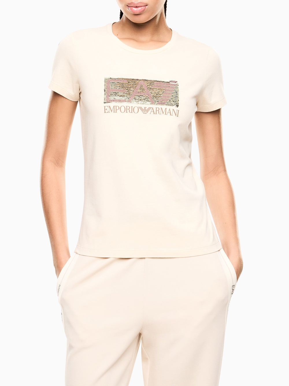 Ea7 Emporio Armani T-shirt Donna Mod. 7W001093 AF10373 U1088 Burro Avorio