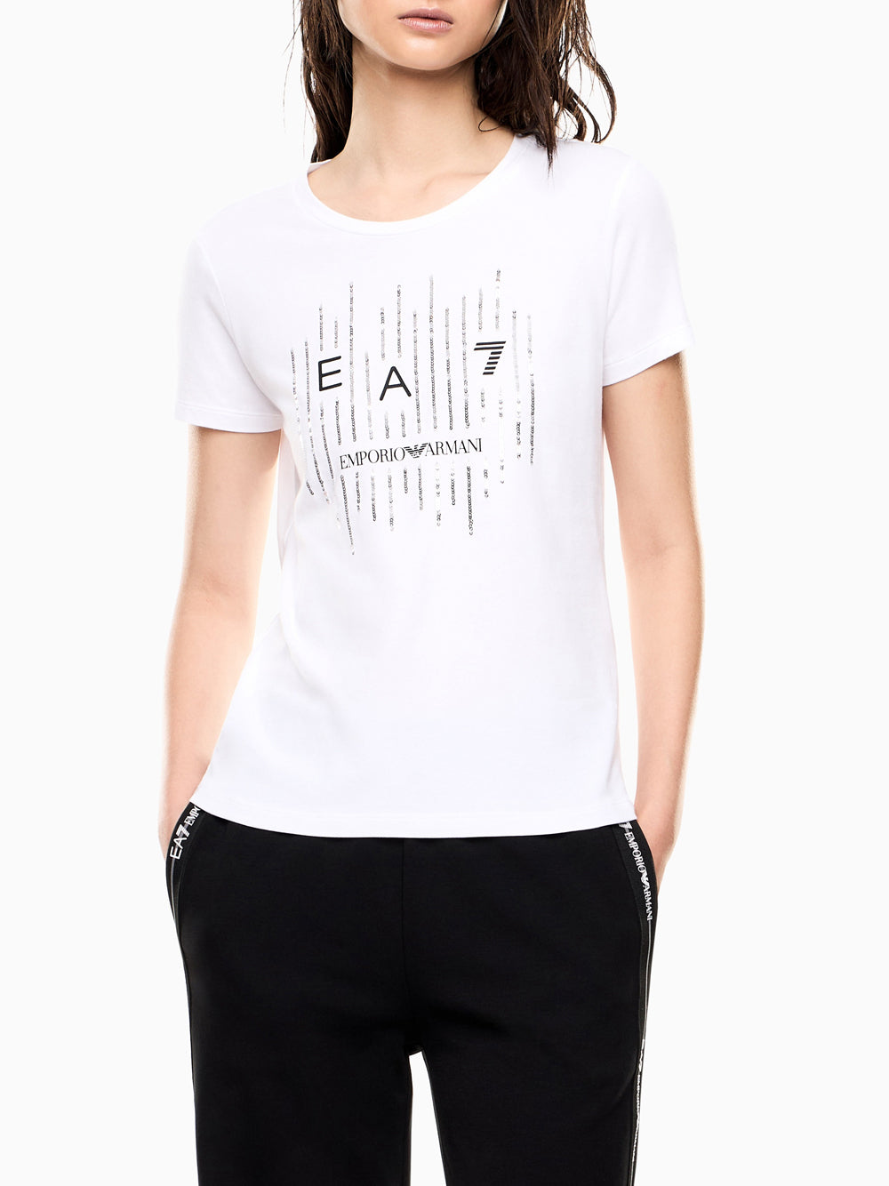 Ea7 Emporio Armani T-shirt Donna Mod. 7W001097 AF10373 U0002 Bianco