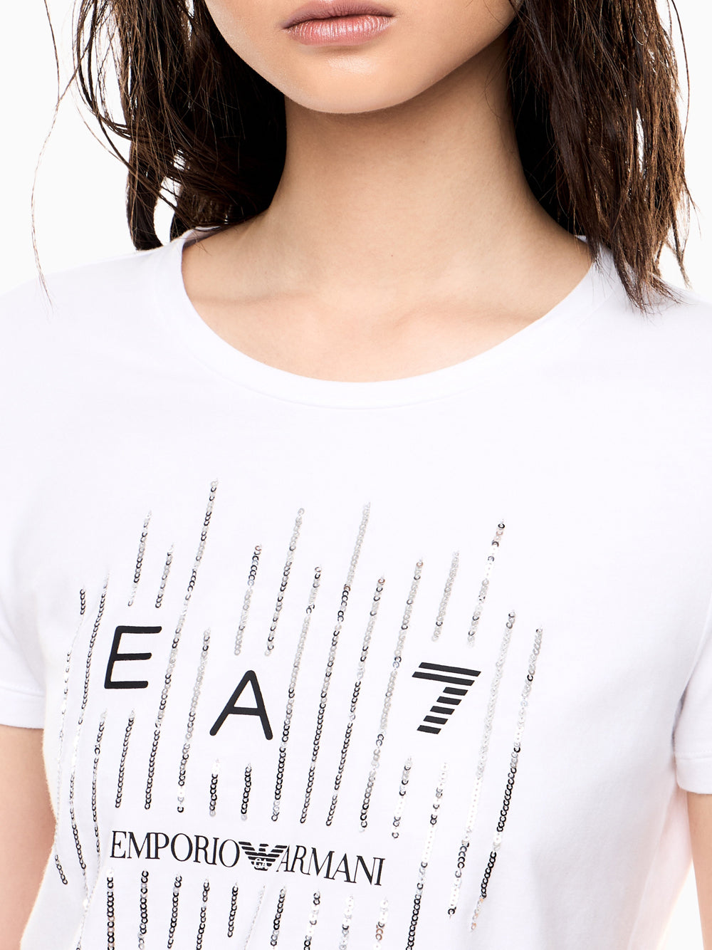 Ea7 Emporio Armani T-shirt Donna Mod. 7W001097 AF10373 U0002 Bianco