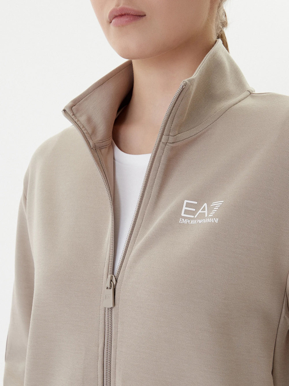 Felpa Zip Ea7 da Donna - Beige