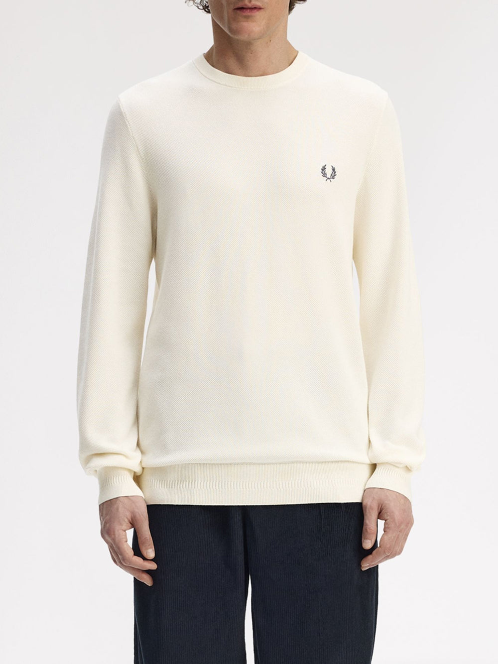 Pullover Fred Perry Pique Stitch da Uomo - Avorio
