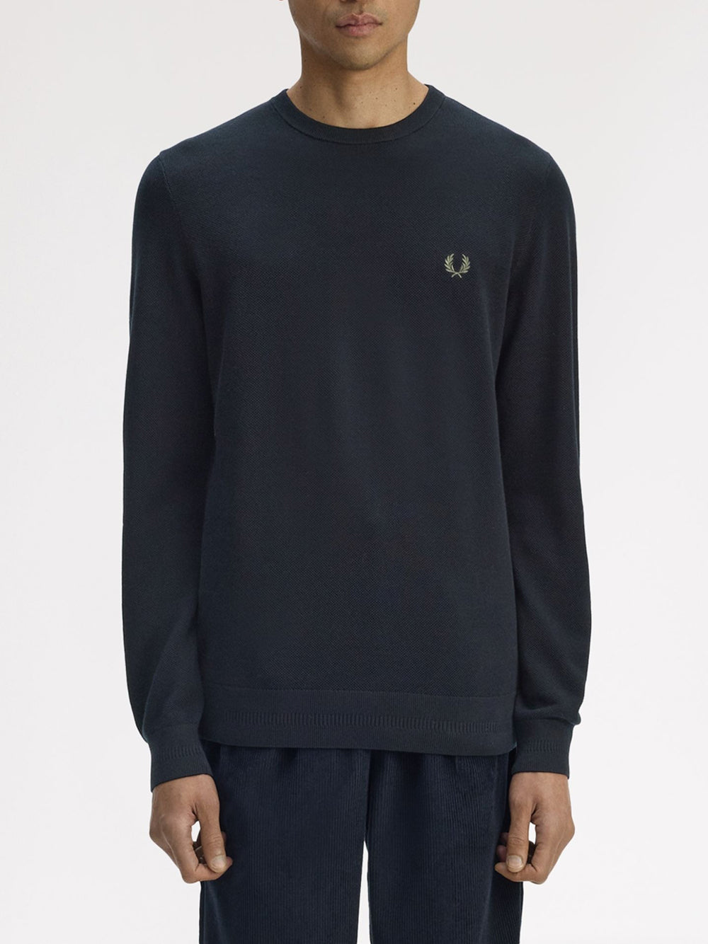 Pullover Fred Perry Pique Stitch Jumper da Uomo - Blu