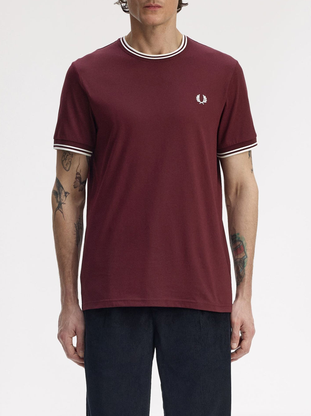 T-shirt Fred Perry Twin Tipped da Uomo - Bordeaux