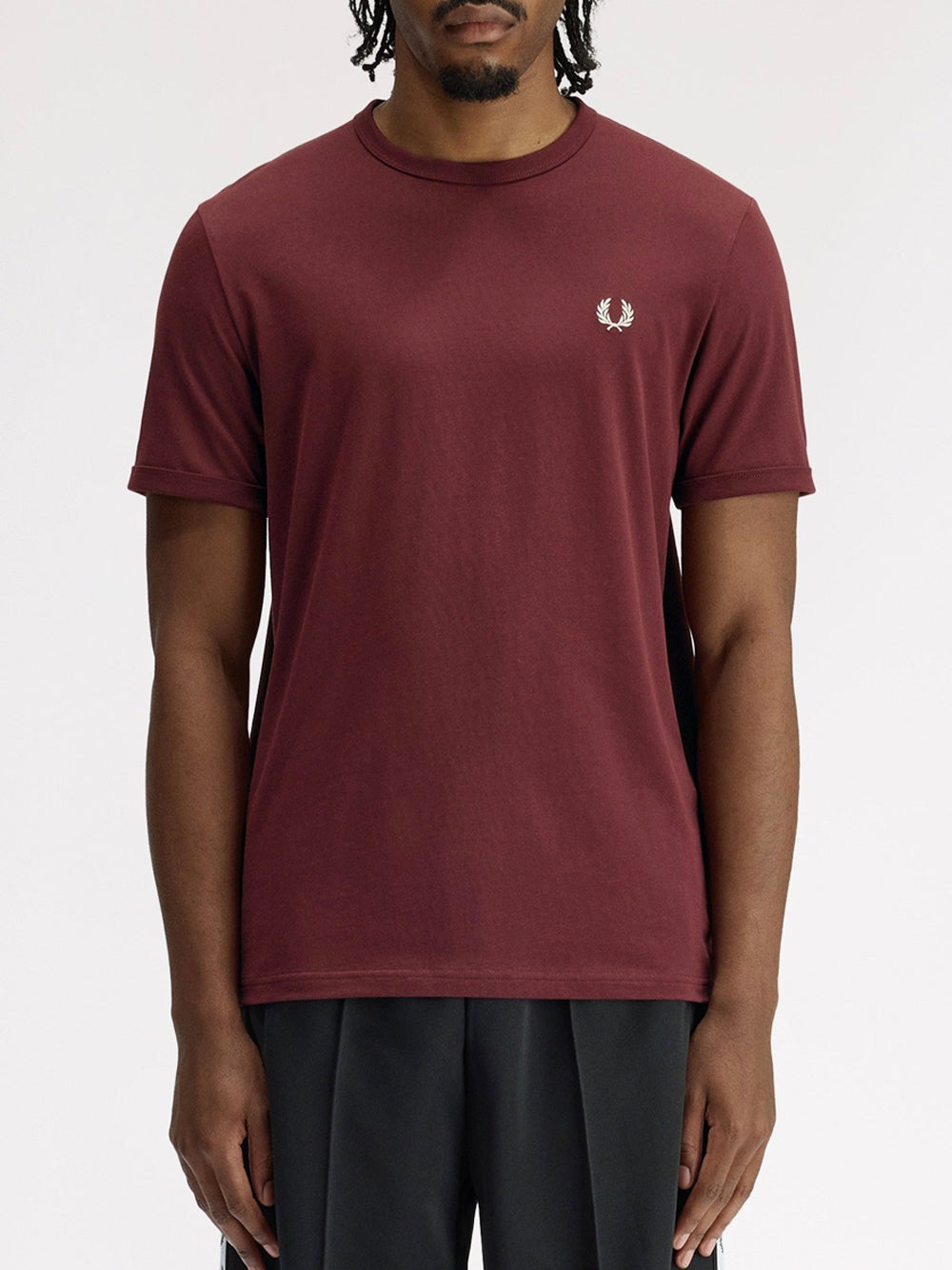 T-shirt Fred Perry Ringer da Uomo - Bordeaux