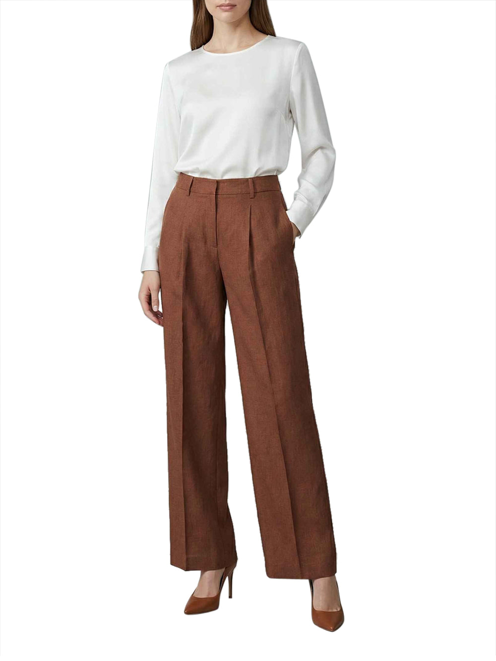 Gaëlle Paris Pantalone Straight Gaelle da Donna - Marrone
