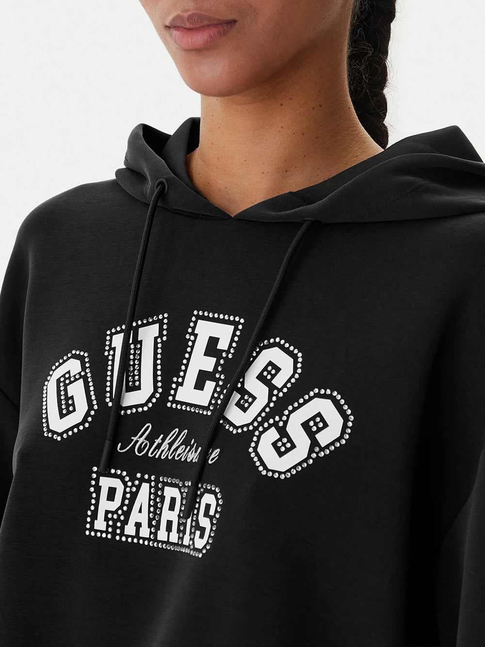 Felpa Cappuccio Guess Berthe da Donna - Nero