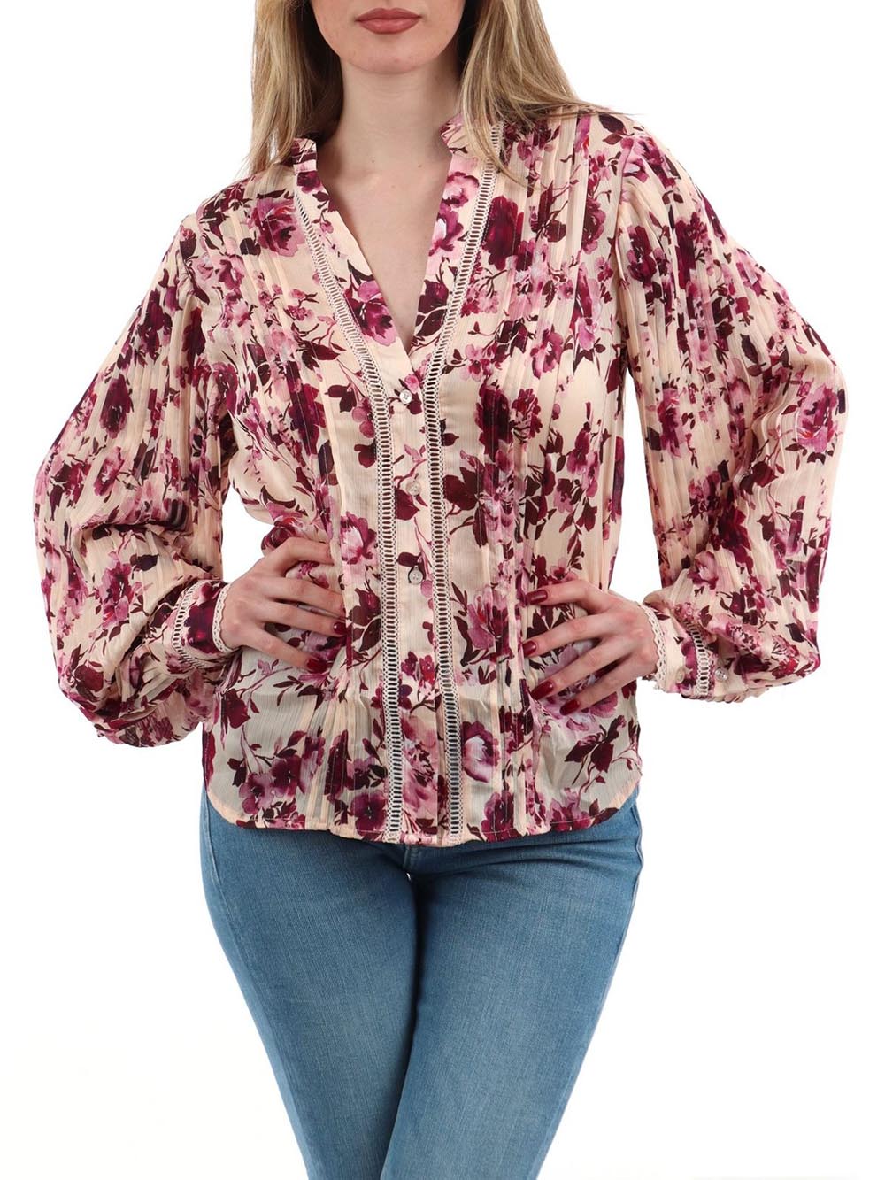 Guess Camicia Manica Lunga Donna Mod. W5RH16 WDW82 PM66 Fantasia Multicolore