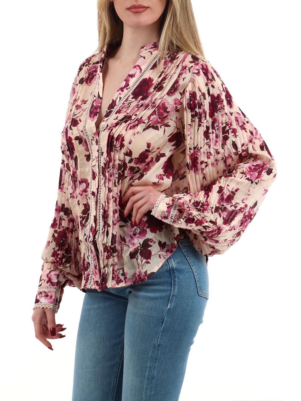 Guess Camicia Manica Lunga Donna Mod. W5RH16 WDW82 PM66 Fantasia Multicolore