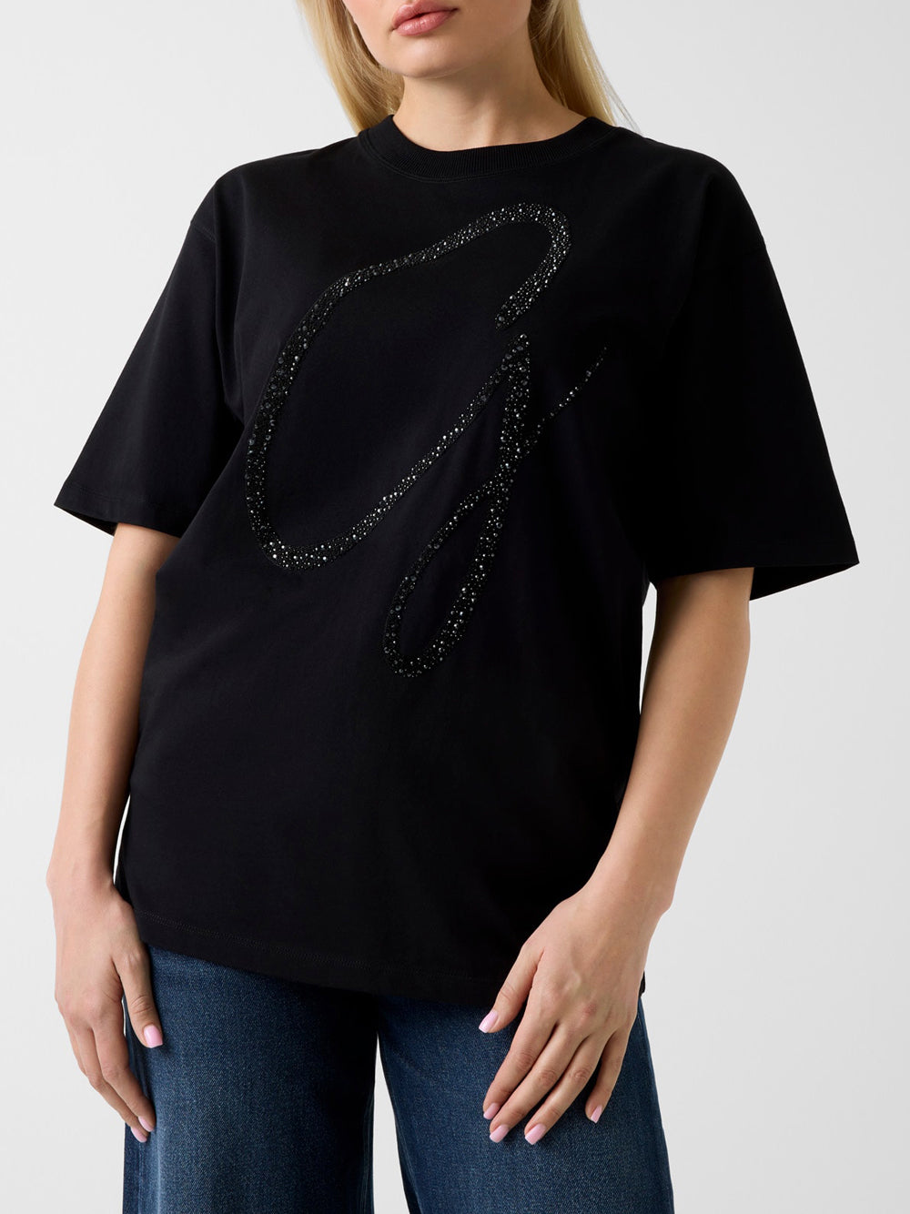 T-shirt Guess Maxi G Studsda Donna - Nero