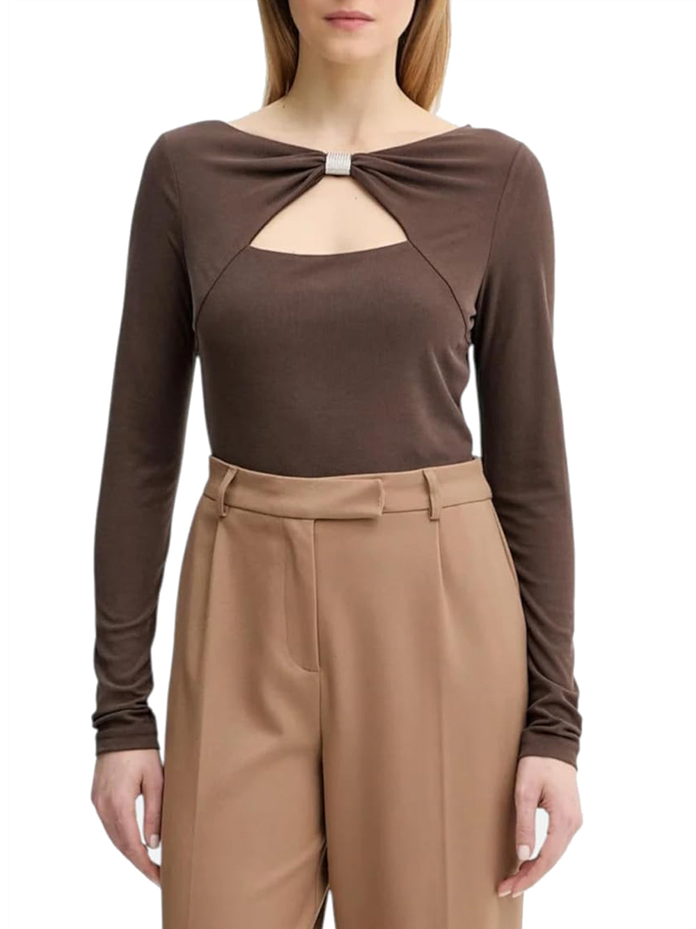 Guess Top Donna Mod. W6RP11 KAQL2 G1EA Moro Marrone