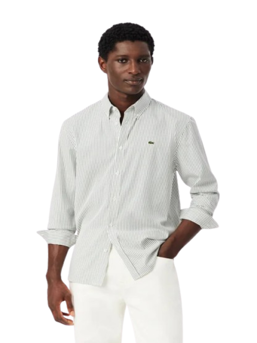 Lacoste Camicia m/l Uomo Mod. CH5084 POPELIN-RIG 324 Verde