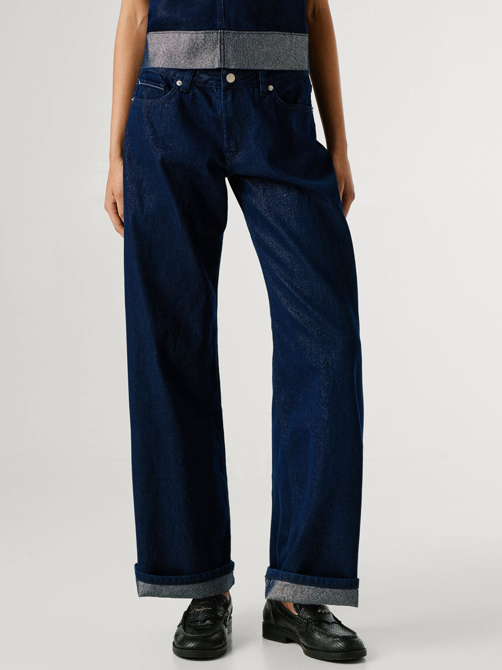 Jeans Wide Pepe Jeans Lina Shine da Donna - Denim