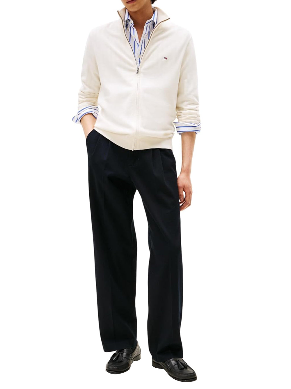 Tommy Hilfiger Cardigan Uomo Mod. MW0MW36517 ZOO Panna Avorio