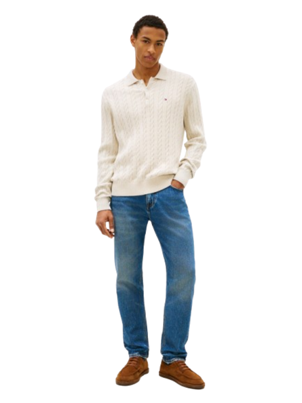 Tommy Hilfiger Polo M/L Uomo Mod. MW0MW41955 HGF Panna Avorio