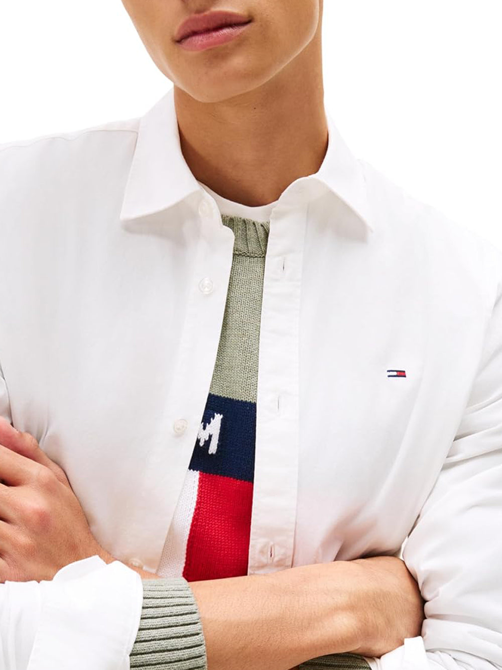 Tommy Hilfiger Tommy Hilfiger Camicia m/l Uomo Mod. DM0DM22026 YBL Bianco