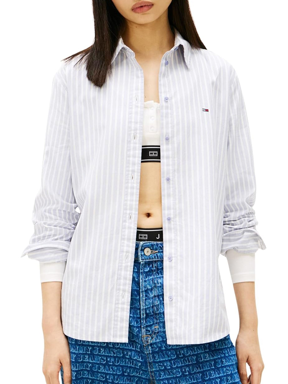 Tommy Hilfiger Tommy Hilfiger Camicia Manica Lunga Donna Mod. DW0DW19890 C5U Celeste Blu