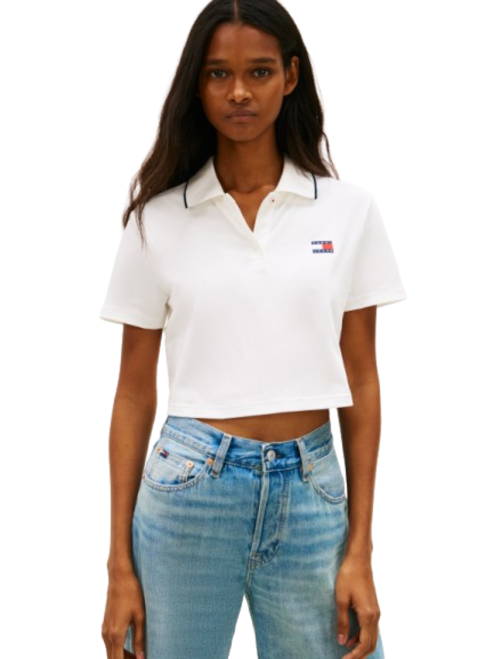 Tommy Hilfiger Tommy Hilfiger Polo M/C Donna Mod. DW0DW21363 YBL Bianco