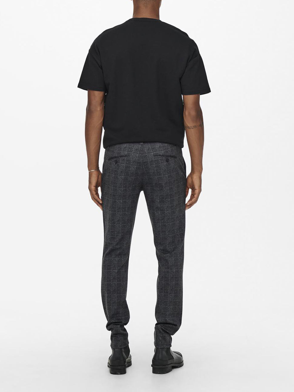 Only e Sons Pantaloni Mark check slim a quadri Grigio