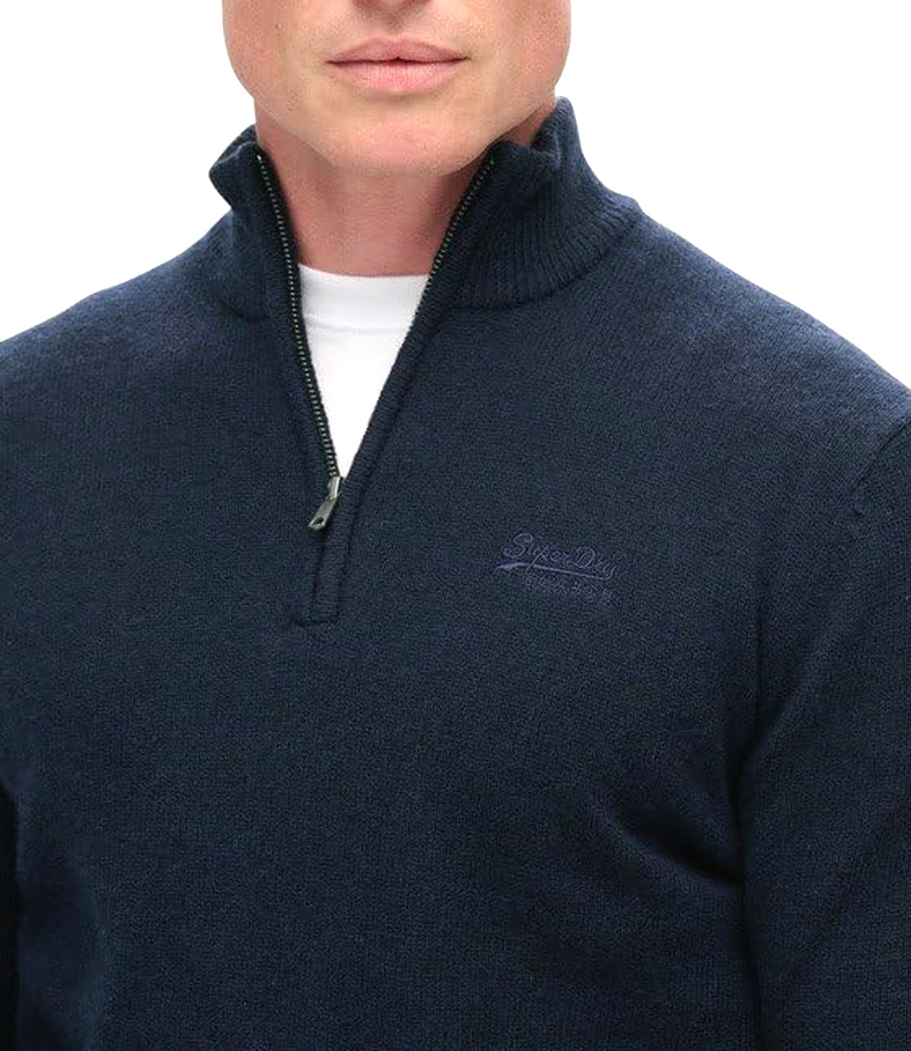 Superdry Maglione collo alto mezza zip essential Blu