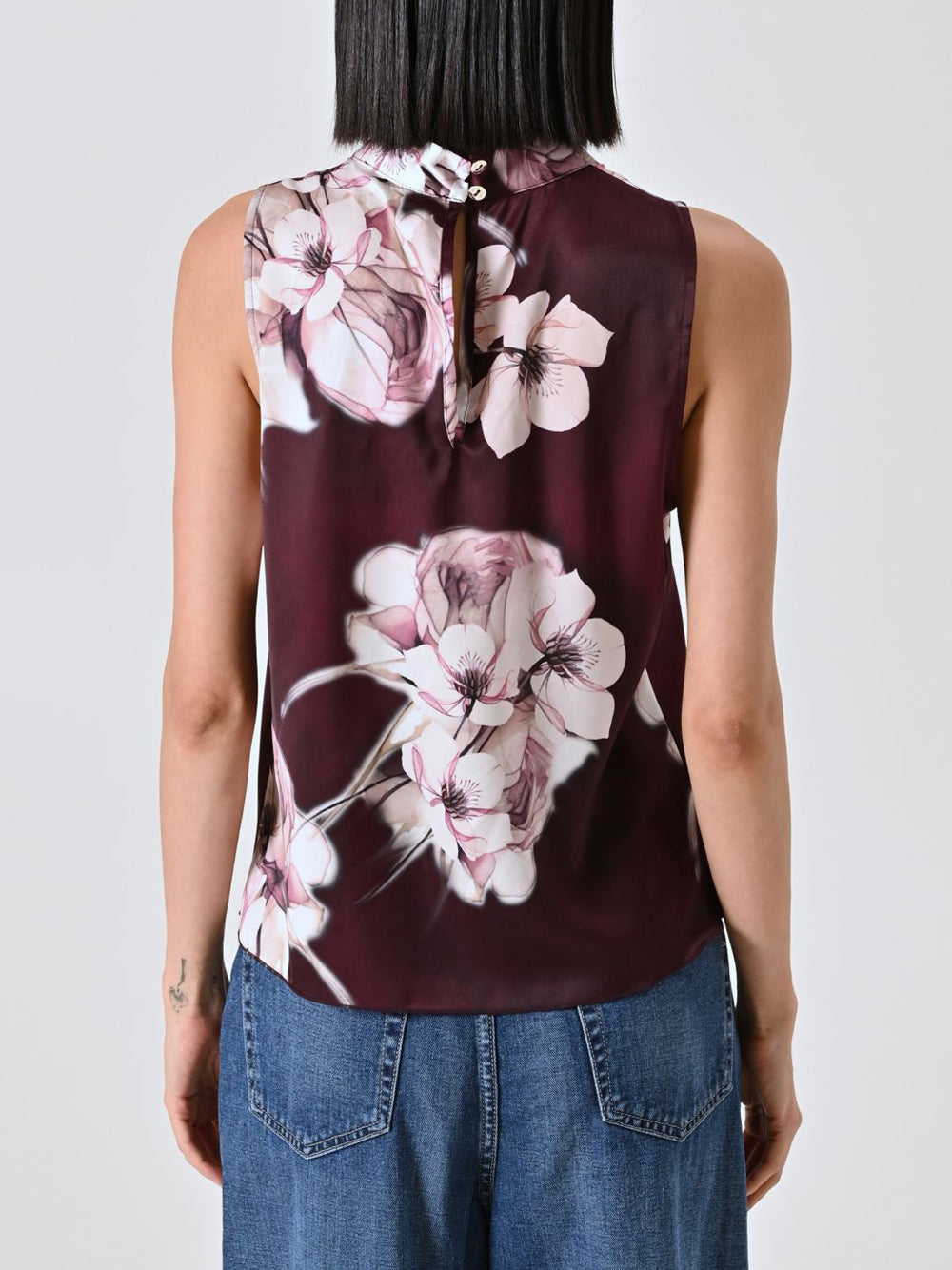 Rinascimento Top con stampa floreale sfiancata