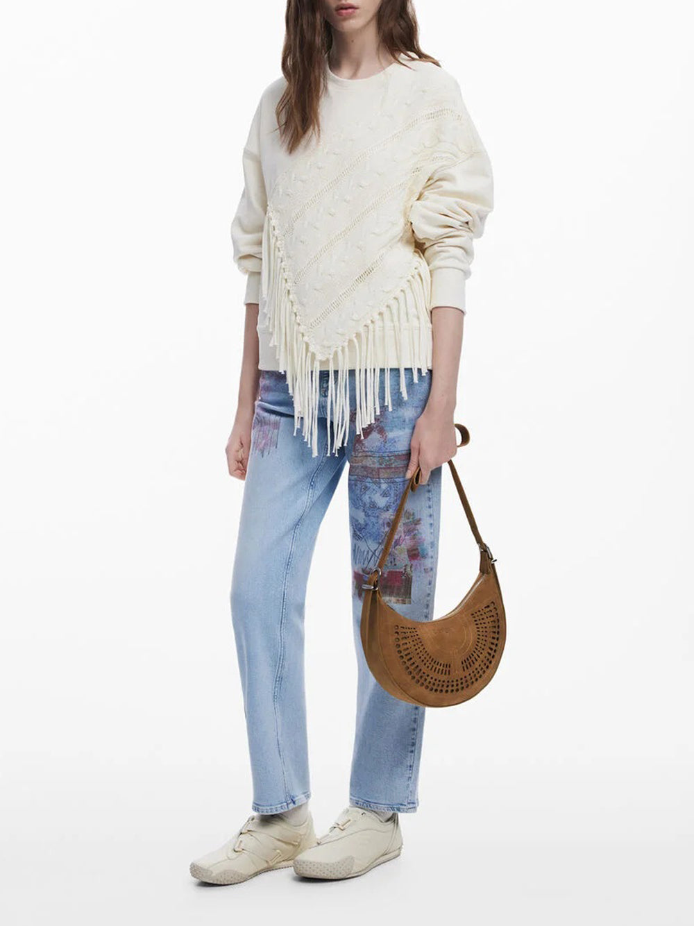 Desigual Borsa media hobo traforata Marrone