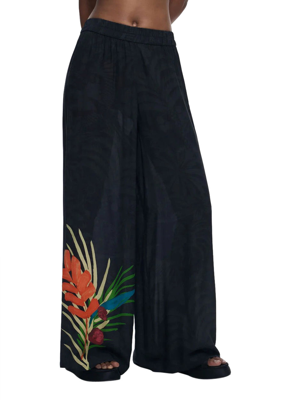 Desigual Pantalone con stampa tropicale Multicolore