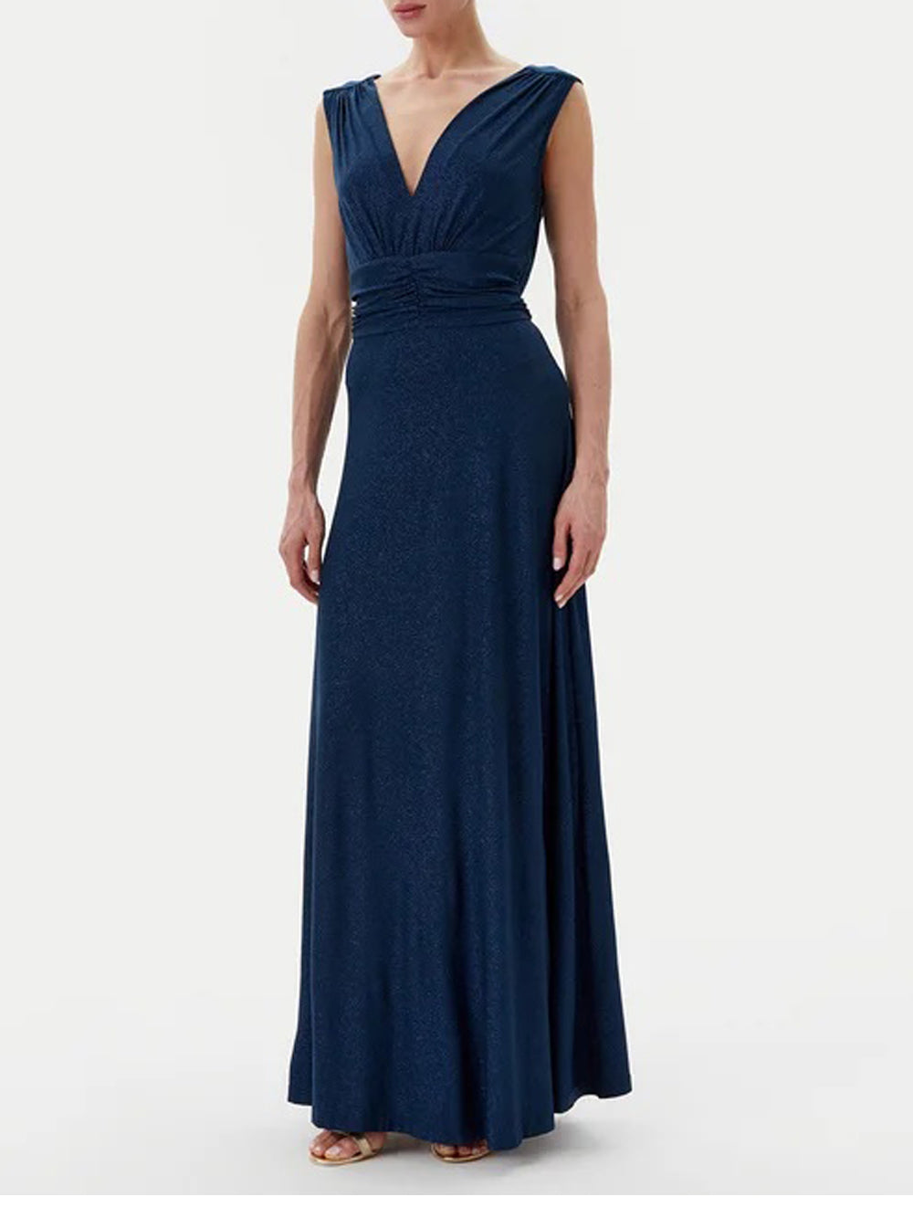 Rinascimento Abito lungo con lurex Blu