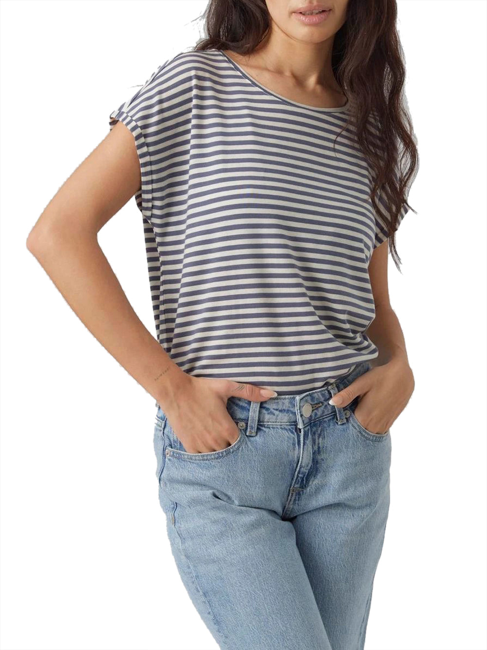 Vero Moda T-shirt basic a righe Bianco