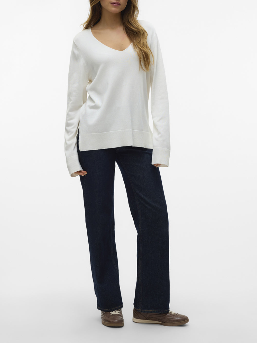 Vero Moda Pullover basic con spacchi laterali Bianco