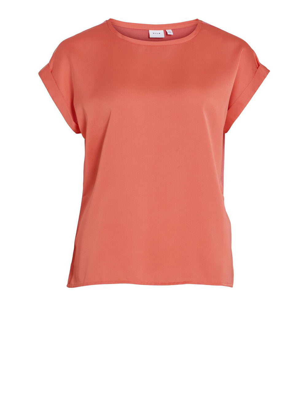 Vila Top manica corta in satin Ellette Rosso