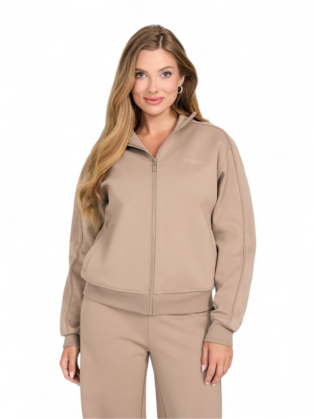 GUESS Felpa con zip Donna - Taupe modello V5BQ15KCX22 Marrone
