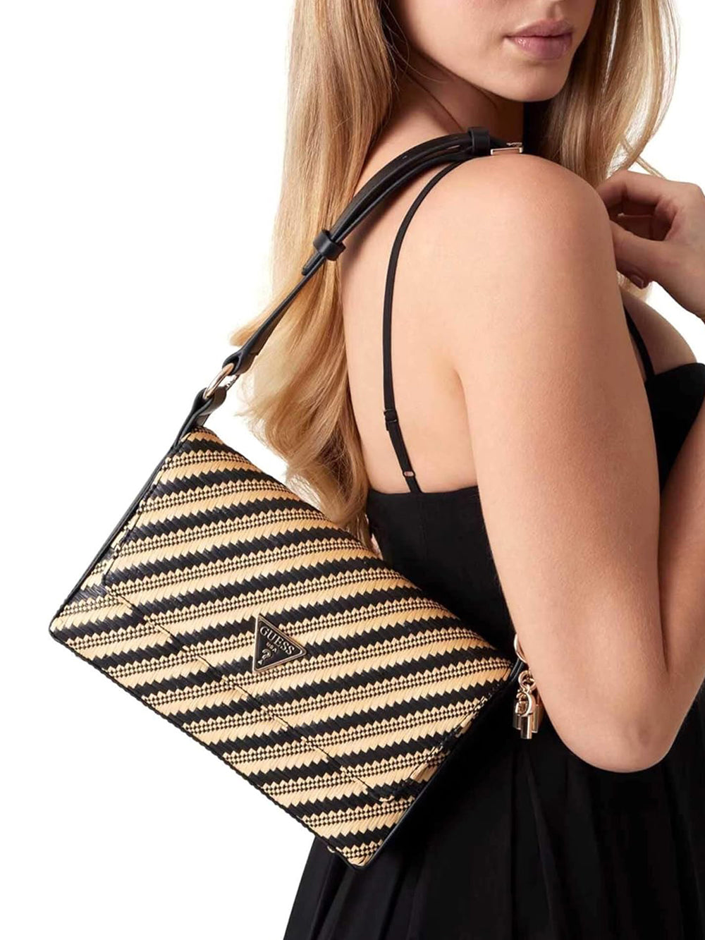 GUESS Borsa a Spalla Donna - Natural/Black modello HWWG9210190 Multicolore