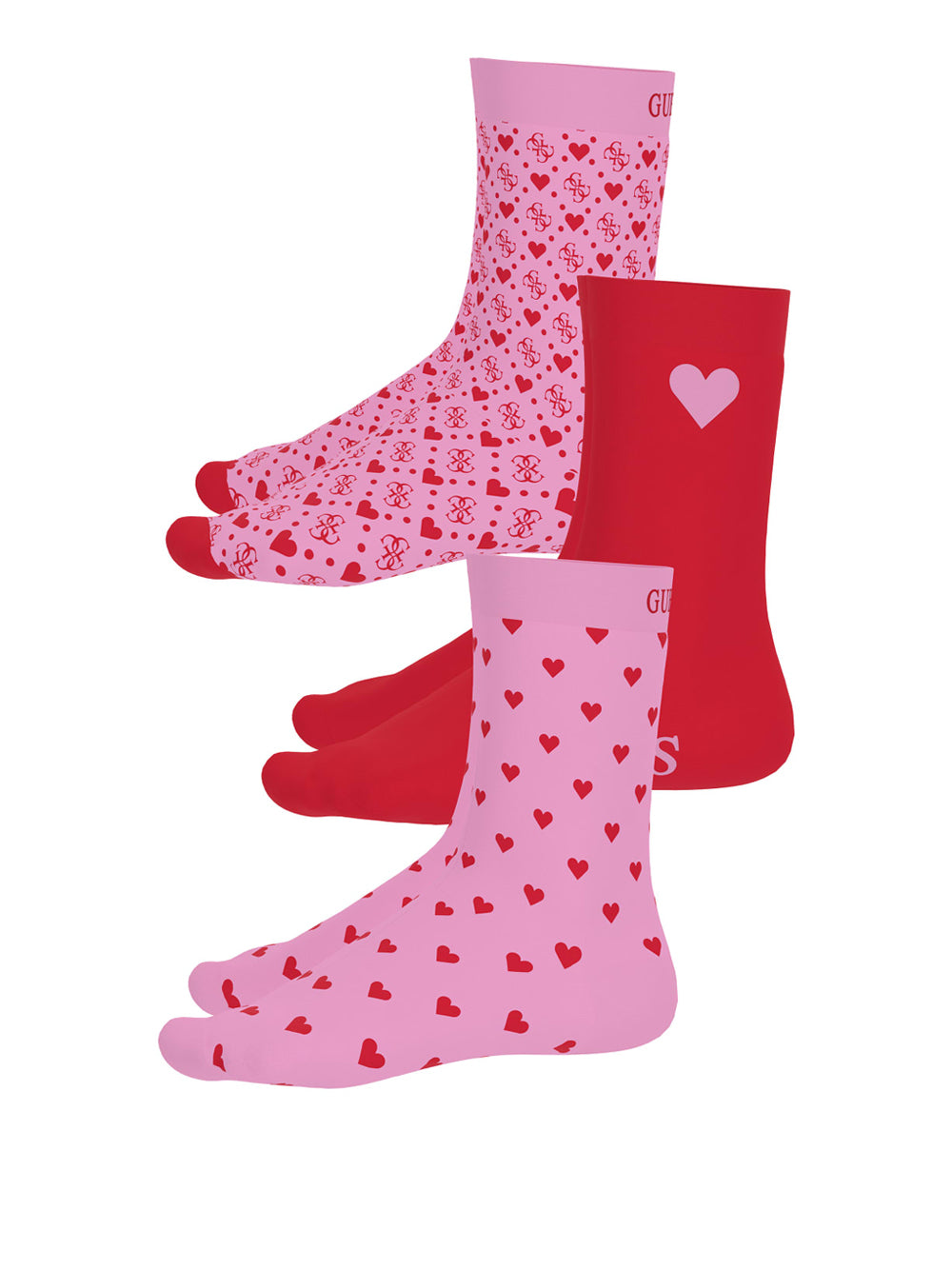 GUESS Calze Donna - Red And Pink Hearts modello O5RG10KBZU0 Multicolore