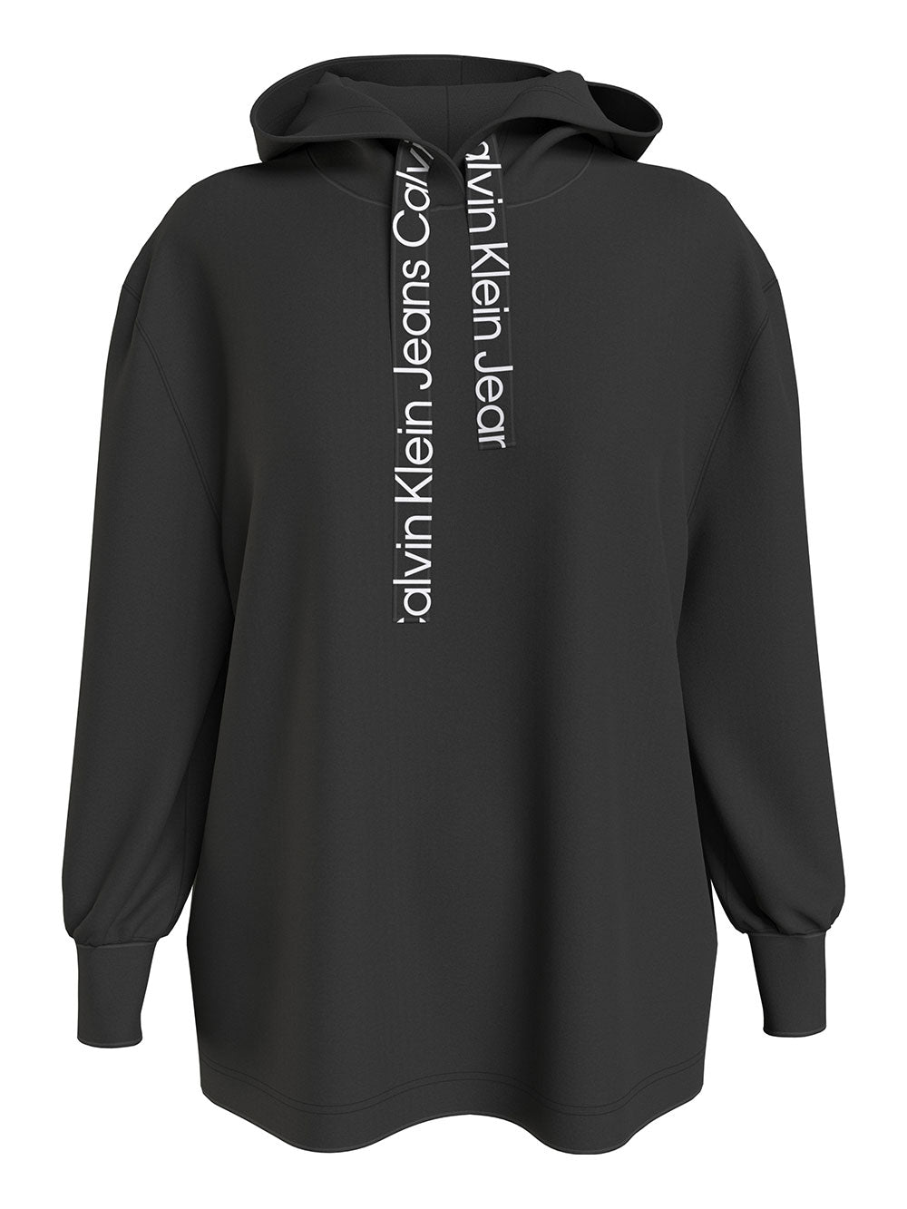 Calvin Klein Felpa Cappuccio Logo Drawcord da Donna - Nero