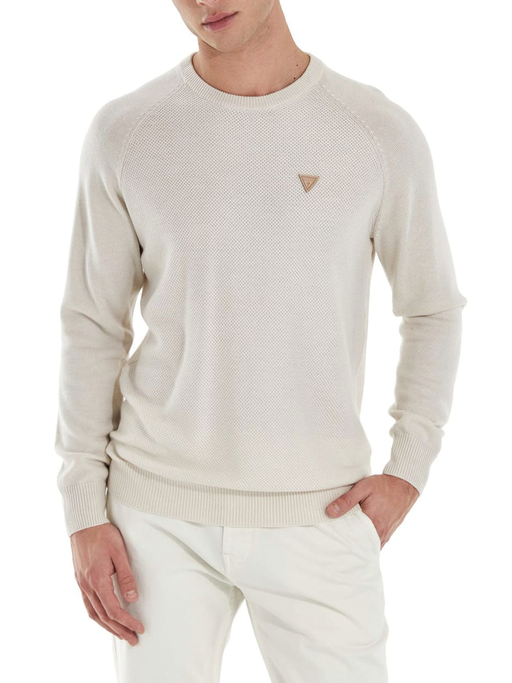 Guess Pullover Alec Raglan da Uomo - Beige